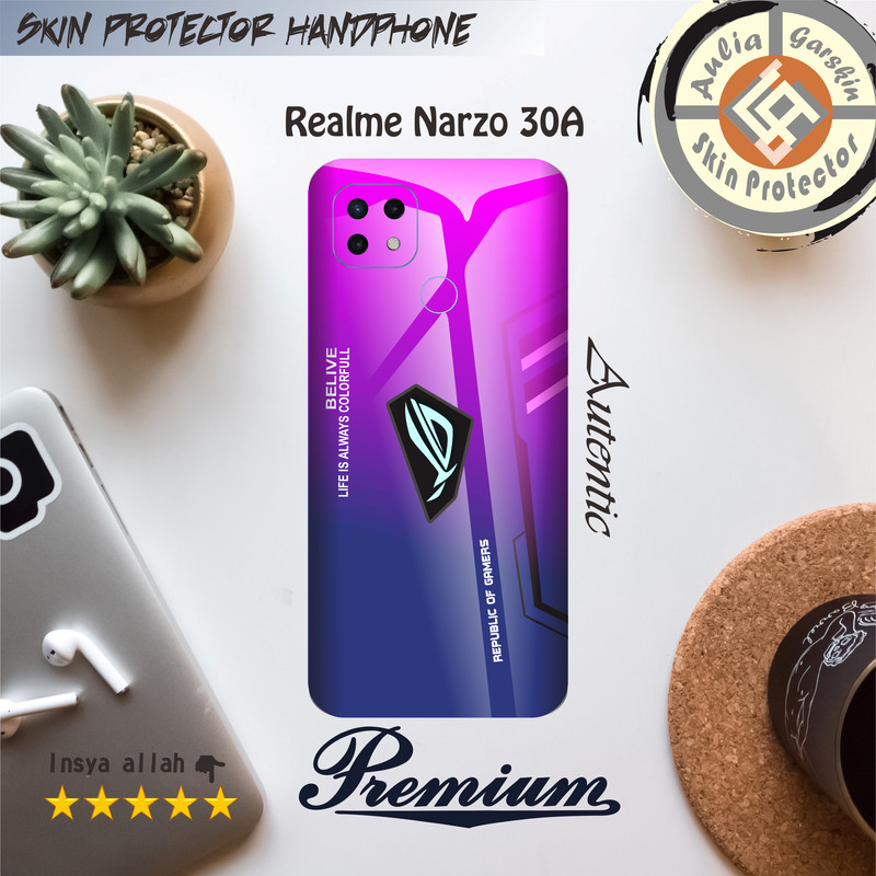Garshin HP Realme Narzo 30A Motif Blue  - Free Custom Motif