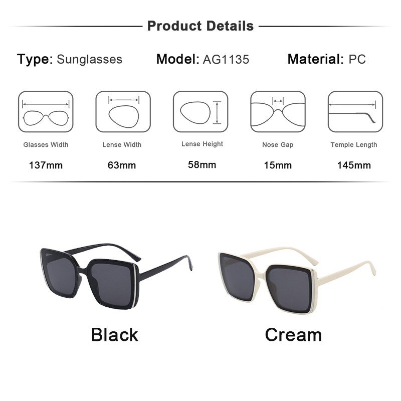 KACAMATA Sunglass GF26 Fashion Oversized Square Kacamata Hitam Wanita/Pria Unisex ACC