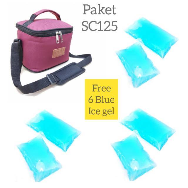 Promo Paket !!! Tas asi  asip mino + 6 Blue gel | 6 bluegel + 6 btl asi  /Cooler Bag Asi asip M66 S1 / tas penyimpanan ASi