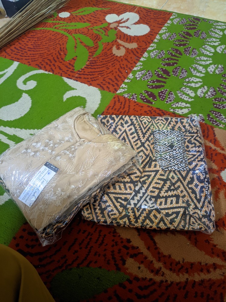 (ready Anak) Sarimbit Couple Batik Span Modern Renata Pinguin Etnic Free Selendang