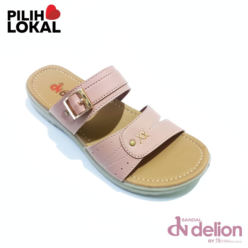 Sandal Wanita Murah Nyaman Slip Casual Santai Selop Sendal Cewek Flat Slop Flip Flop Cantik Gesper Sandal Sepatu Ban dua Perempuan Dewasa Model Terbaru 2022 Cewek Remaja Double Strap Wedges 3CM Casual Formal Sandak Kulit Cewe Ban 2 Warna Pink Coklat Empuk