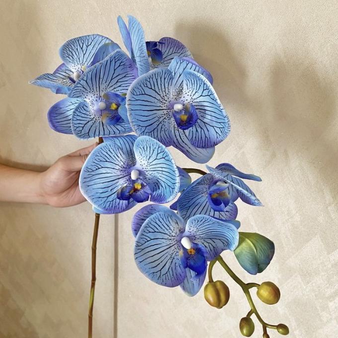 Open Ds] Anggrek Besar 8 Kepala Artificial Palsu Import - Biru