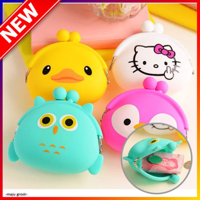 IH Dompet koin kecil bahan silikon motif hewan lucu import
