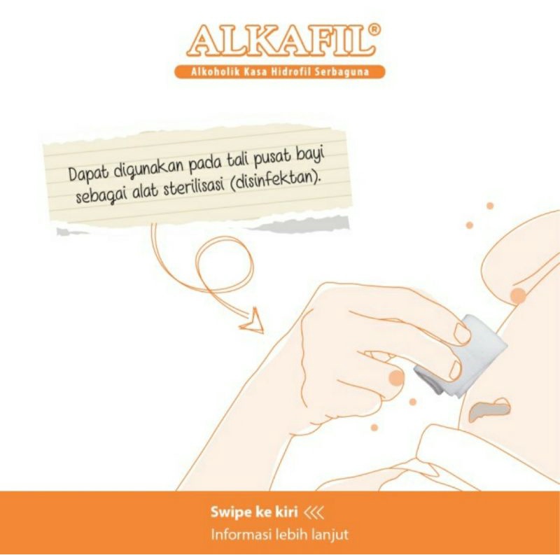 ALKAFIL Kasa Alkohol Hidrofil Tali Pusar Bayi Isi 16 sachet Alcohol Wipes