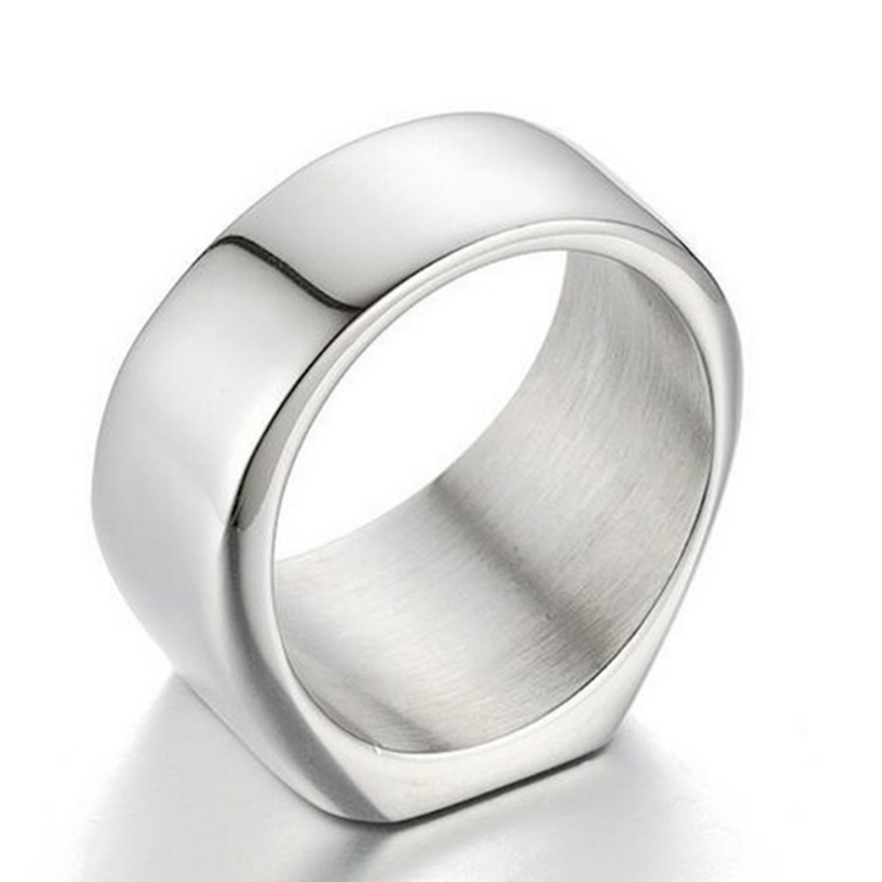 Cincin Bahan Titanium Steel Bentuk Persegi Geometris Untuk Pria Dan Wanita