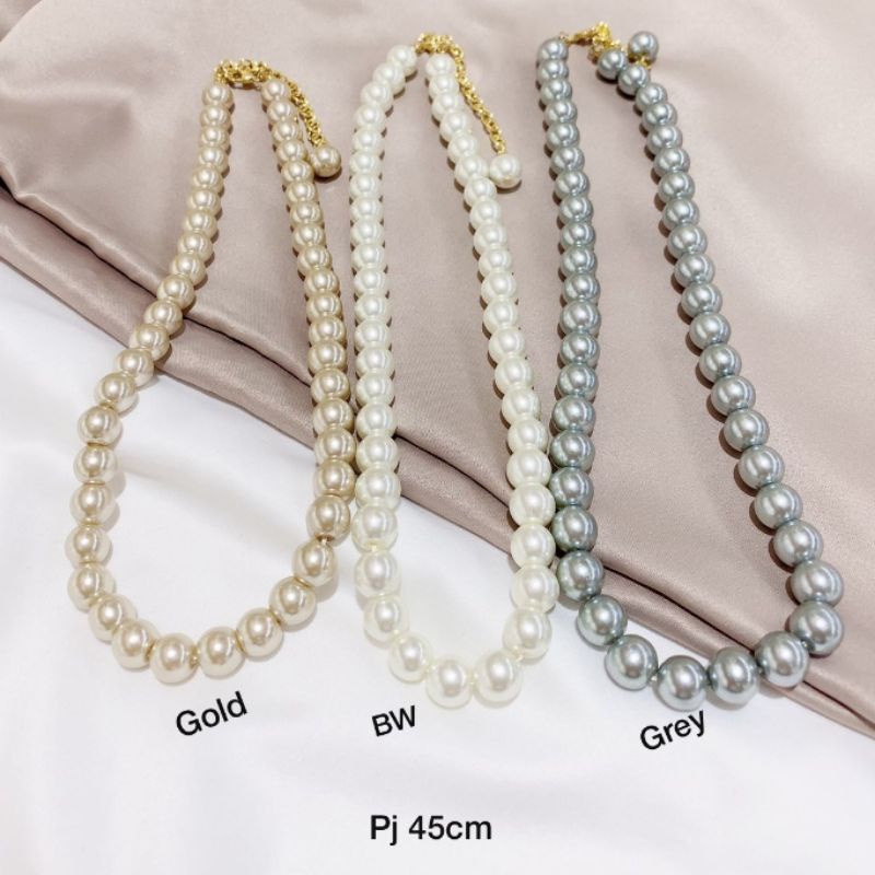 Kalung Premium Mutiara mix Lapis Silver925 perak Mata Kilau Kalung Premium Quality Tidak Karatan Anti Alergi K1130