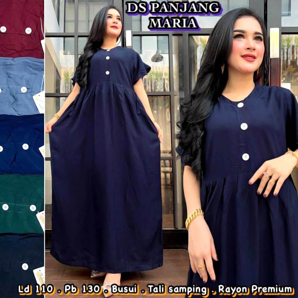 DASTER RAYON MARIA PANJANG | DRESS PANJANG SEMATA KAKI | DASTER KEKINIAN BUSUI KANCING DEPAN MURAH