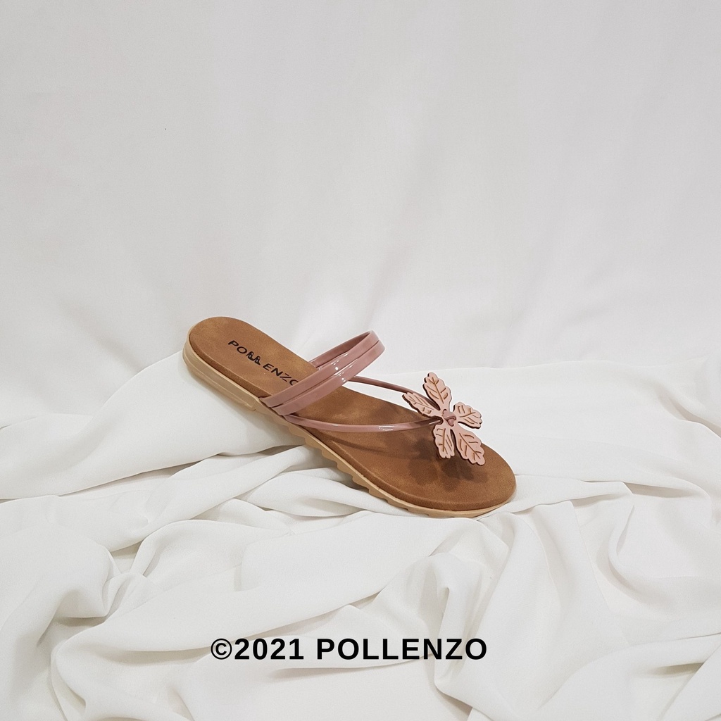 Pollenzo - Sandal Jepit Teplek Bunga Lia-086-SALEM MUDA