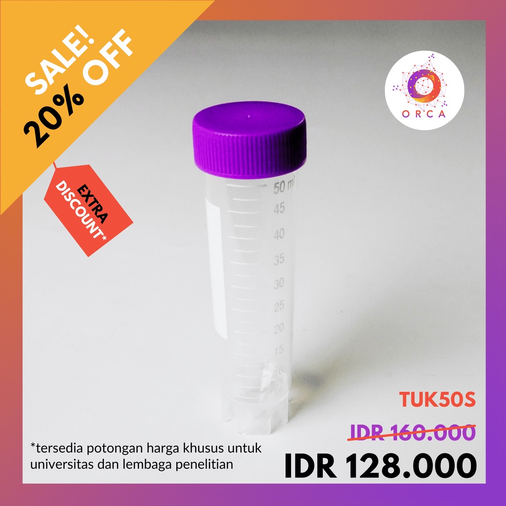 Jual Self Standing Conical Tube 50ml - Tabung Konikal 50ml Centrifuge ...