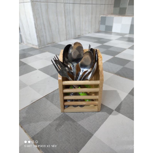 Tempat sendok Kayu / Wadah serbaguna / Tempat Pensil Kayu / Tempat serbaguna single