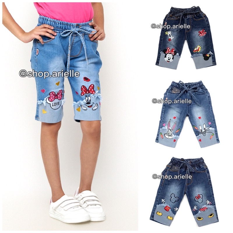 Celana Anak Perempuan Jeans 7/8 Bordir Premium