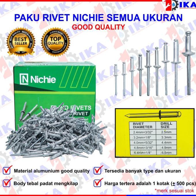 

[cod] Paku rivet Nichie Iron Nails isi 1000pcs 1 kotak Paku Ripet Murah [cod]