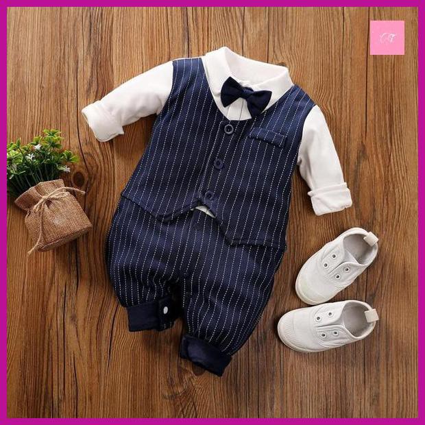Baju bayi Import KOREA jumper lengan panjang Tuxedo| baju bayi laki laki | jumpsuit bayi | baju bayi