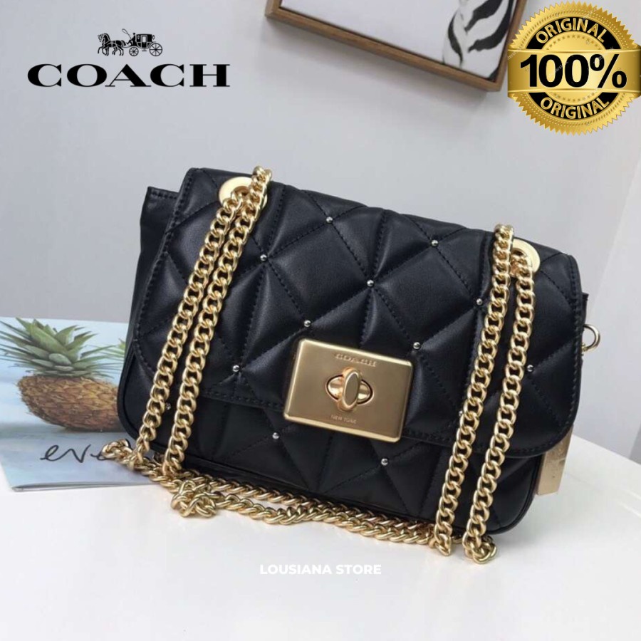 TAS COACH CASSIDY CROSSBODY WITH STUDDED DIAMOND QUILTING BLACK