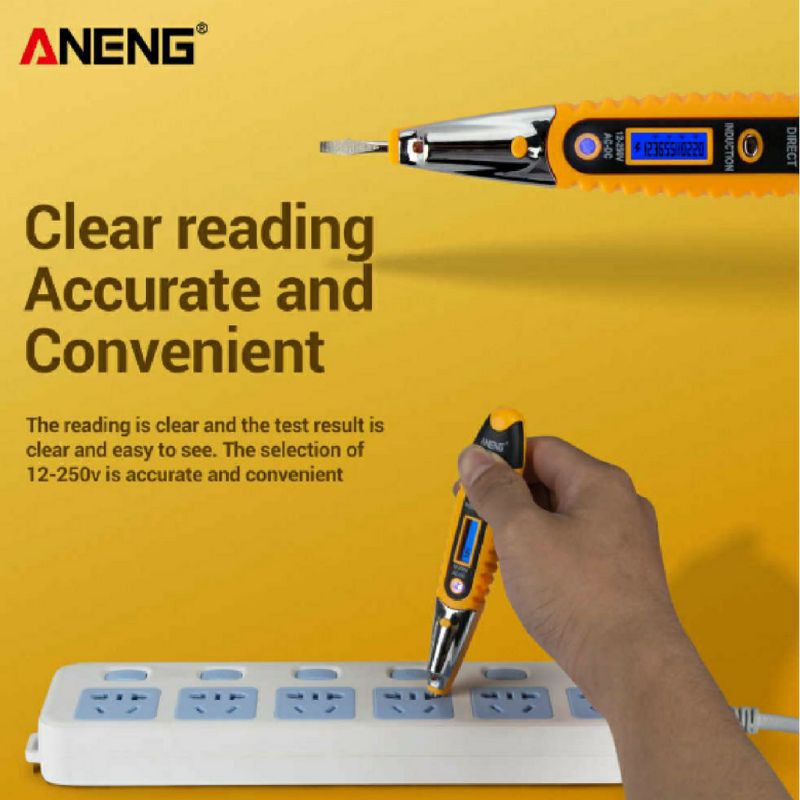 Aneng Testpen / Tespen Digital Deteksi Arus AC DC 12-250V - Hijau