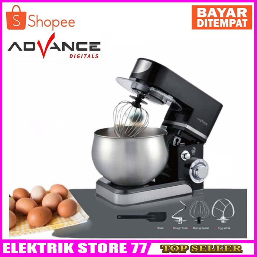 Stand Mixer Advance SMX-50 Dengan Mangkuk Stainless steel, Pengocok Telur, Dan Pengaduk Adonan.