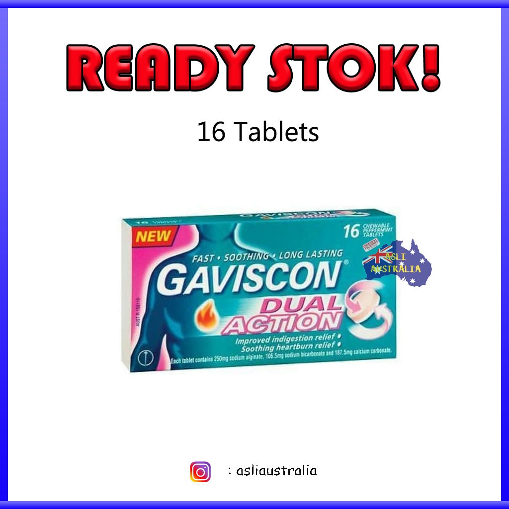GAVISCON DUAL ACTION CHEWABLE 16 tablet Australia