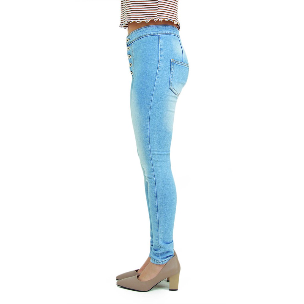 Dazina 5 Button Ultra Highwaist Skinny Jeans - Celana HW Ice blue