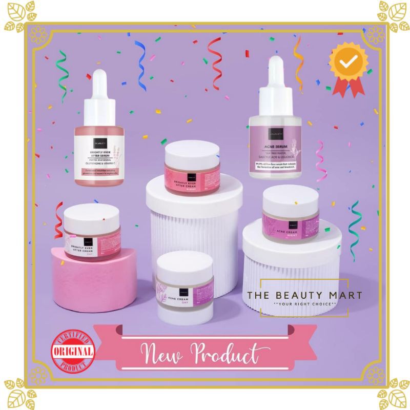 Scarlett Whitening Brightly Ever After Serum|Acne Serum|Brightly Acne Day Night Cream| Acne Toner | Niacinamide Serum | Retinol Serum