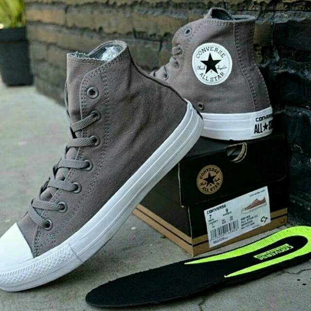 Sepatu Converse CT High Grey Abu Sneakers Kets Pria Wanita Sekolah kerja kuliah Kado Hadiah