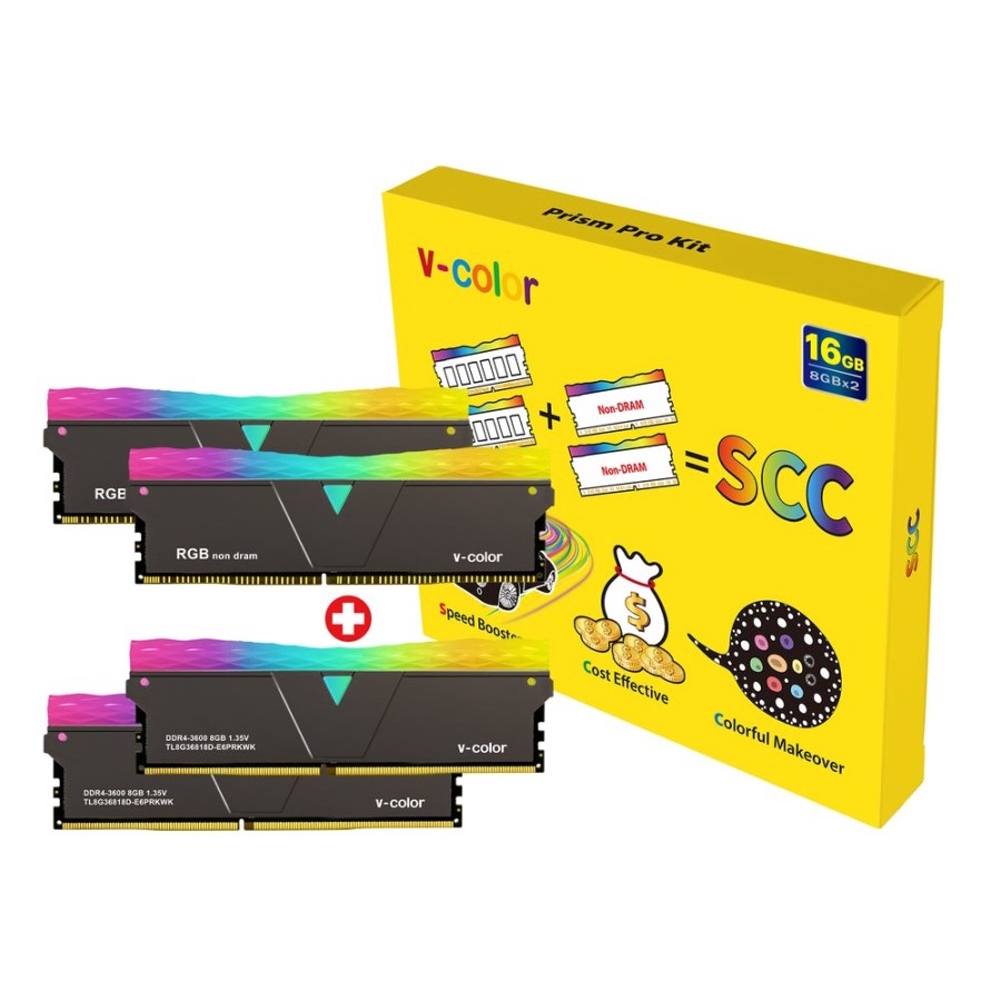 V-COLOR SCC Prism Pro RGB DDR4 16GB (2x8GB) 3600MHz Gaming Memory RAM