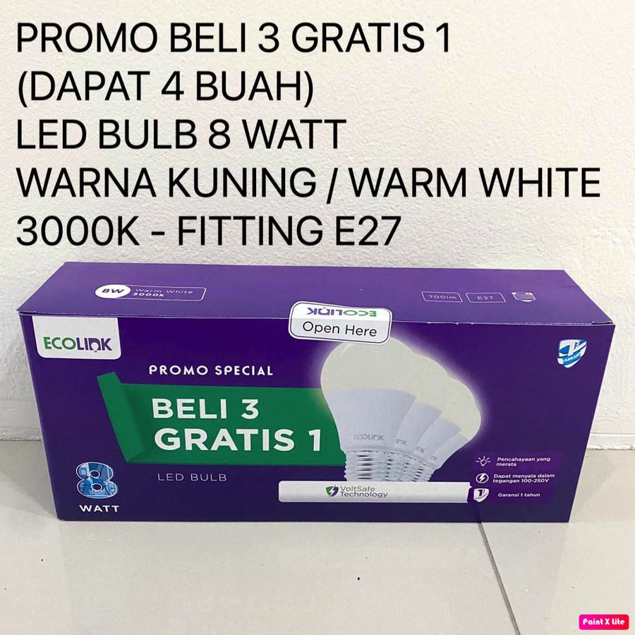 Lampu Bohlam LED Bulb 8 Watt 8Watt 8W 8 W KUNING ECOLINK PROMO 3+1