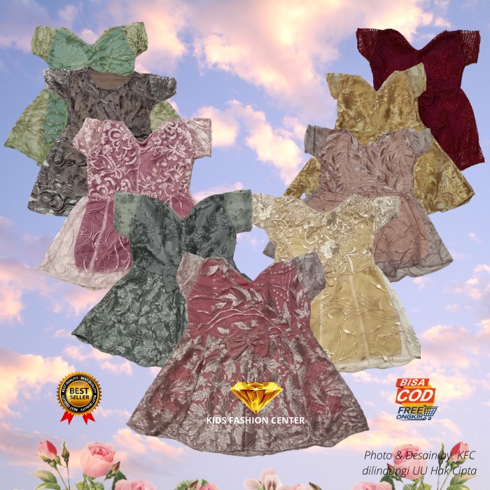 DRESS SHINTA FULL BROKAT PREMIUM Baju Brokat Anak Perempuan Usia 1-7 Tahun Gaun Pesta Anak Cewek KFC