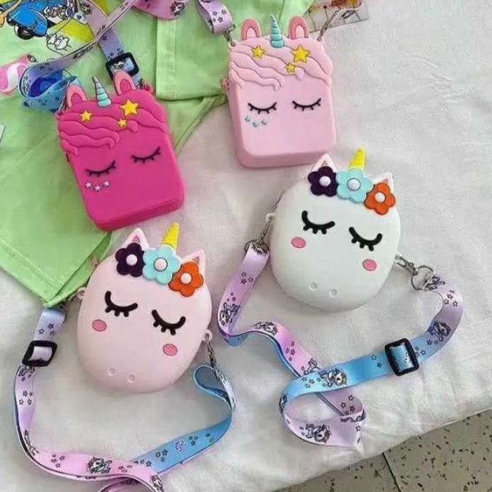 ☈ viralkan Tas selempang rubber jelly anak dewasa karakter jumbo lucu HP bebek doraemon sally duck ✪