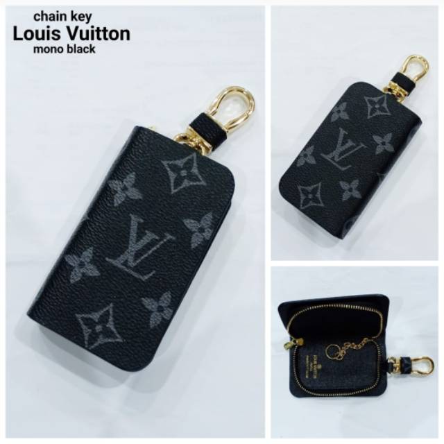Dompet Kunci Mobil LV Mono Hitam - Gantungan Kunci Mobil - Dompet Kunci Motor - Dompet Stnk