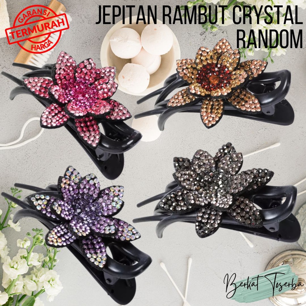 VS BG - Jepitan bunga jepit rambut dewasa pesta crystal sanggul manik modern aksesoris hiasan fashion rambut CLIP GEMMA IMPORT