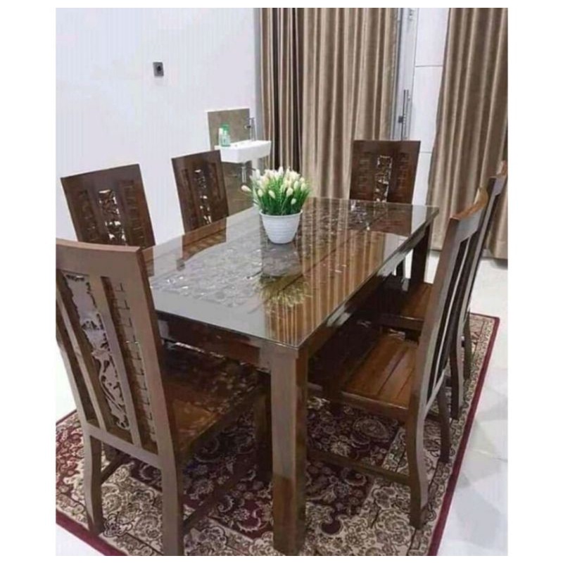Set meja makan kayu jati kepang,meja makan kepang k6 kayu jati