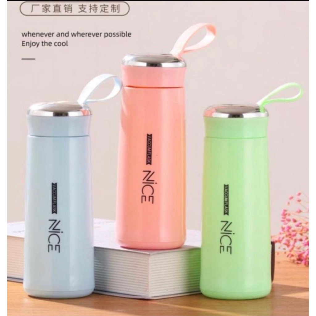 Botol Minum Kaca Glass TERMOS Nice Import 400ml / BOTOL NICE - BPA FREE