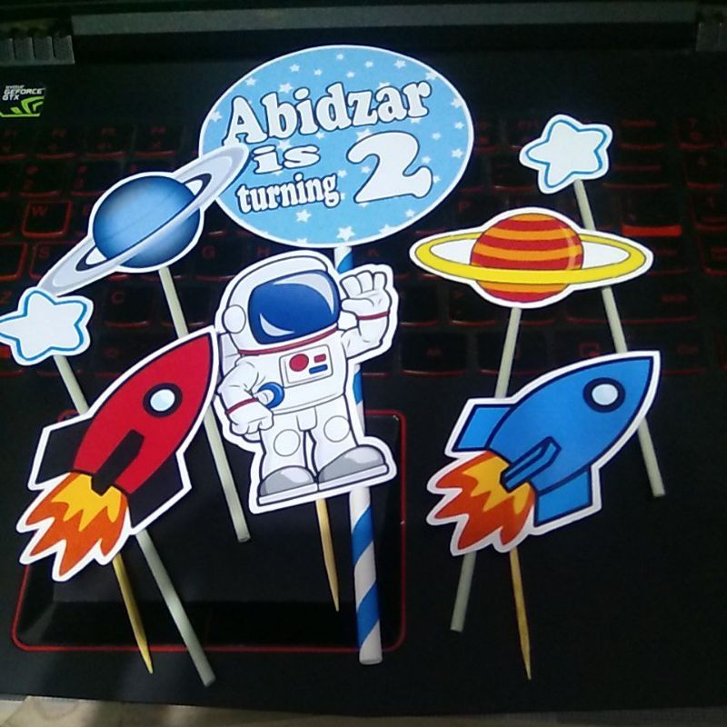 cake topper hiasan kue astronot astronout space planet stars
