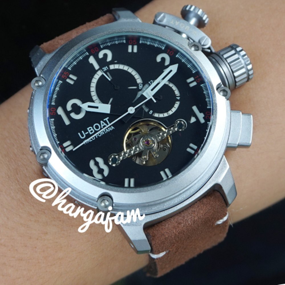 Jam Tangan Pria Automatic U-boat U1848 Super Chrono (hargajam cowok matic otomatis)
