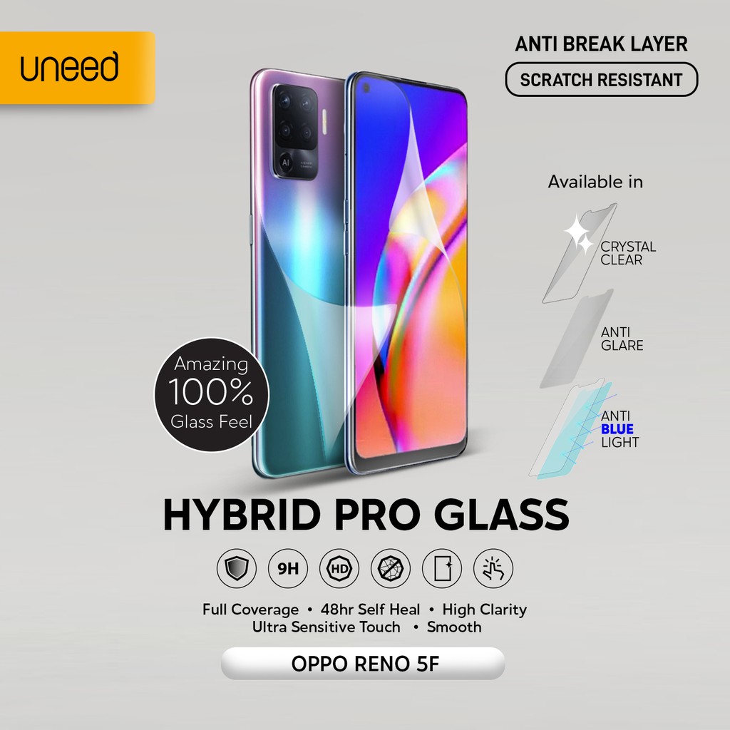UNEED Hybrid Pro Anti Break Screen Protector Oppo Reno 5F Full Cover