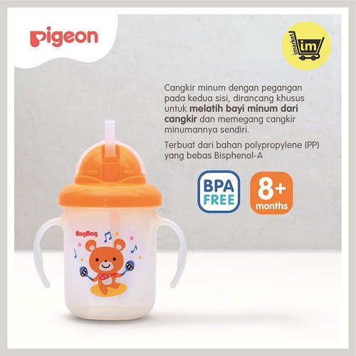 PIGEON MAG MAG STEP 3 STRAW CUP / BOTOL MINUM ANAK DENGAN SEDOTAN