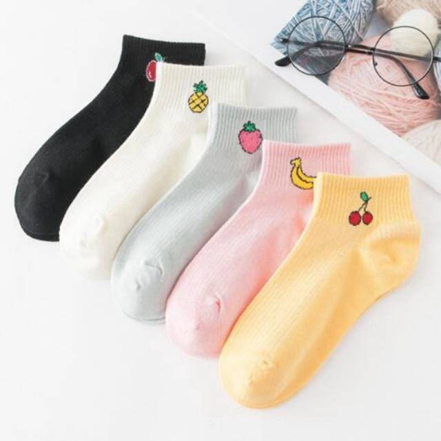 MurmerOfficial R139 Kaos Kaki Motif Buah Cute Kaoskaki Pendek Socks Fruit Fashion Wanita Korea