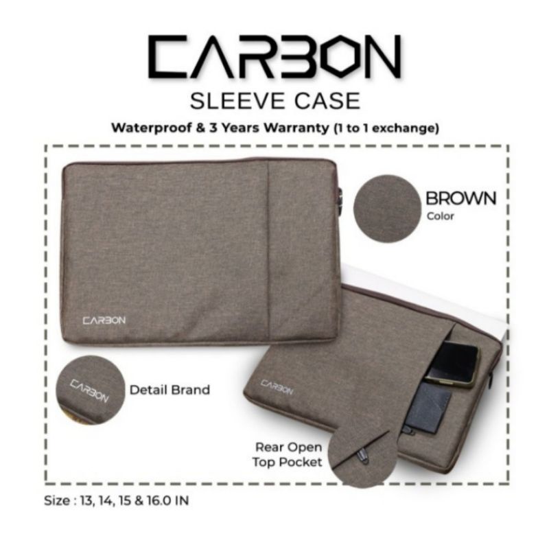 Tas Laptop Sleeve Case Softcase CARBON  13 - 16 inci Untuk Semua Merk Laptop