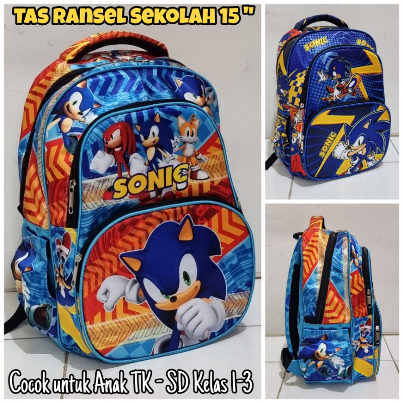 Tas Sekolah 12&quot; - 15&quot; 3 Kantong SONIC Among Superhero Sonic Pikachu  - Cocok untuk Anak TK - SD kelas 1 - 3