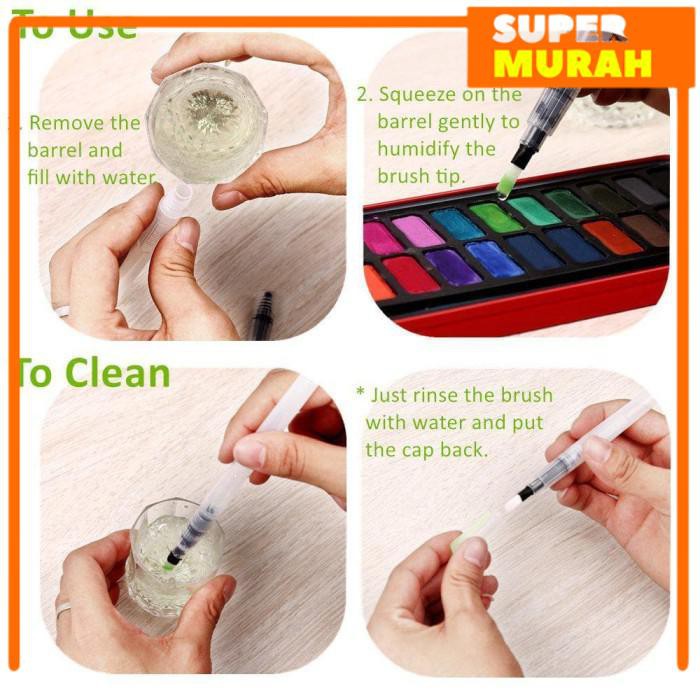 

Bingyi Kuas Lukis Cat Air Water Brush Refillable 6 Pcs - Wp-06 - White