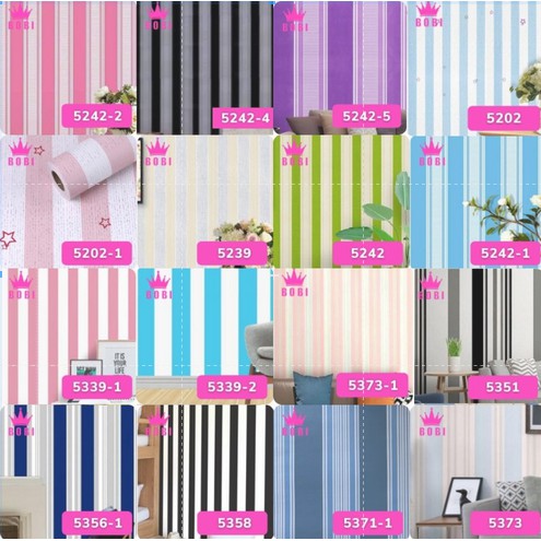 Wallpaper Sticker-9mx45cm/Wallsticker Termurah /Wallpaper Sticker Bervariasi Motif Salur Bervariasi