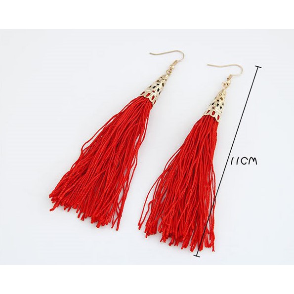 LRC Anting Gantung Renaissanc Black Elegant Tassels A29523