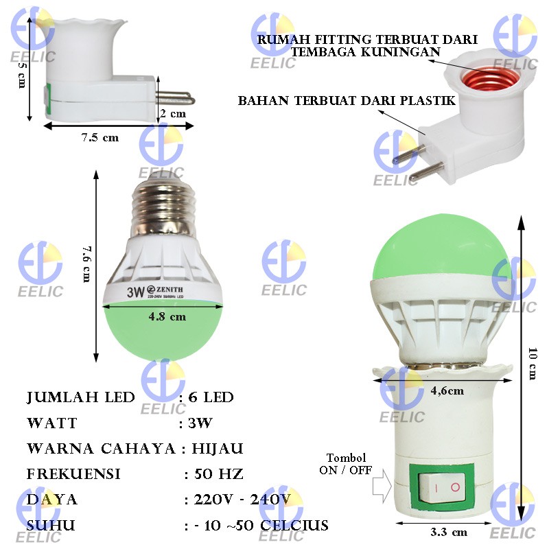 EELIC LFC-Z3W LAMPU LED CAHAYA TERANG HEMAT ENERGY 90 PERSEN MINI LAMP LAMPU TIDUR MIX FITTING E27L