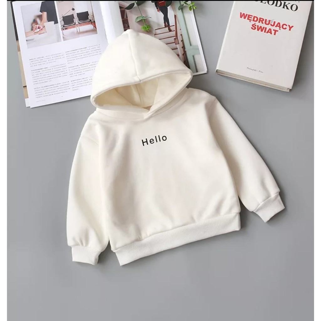 HOODIE ANAK UNISEX HELLO BORDIR TEBAL TERBARU,