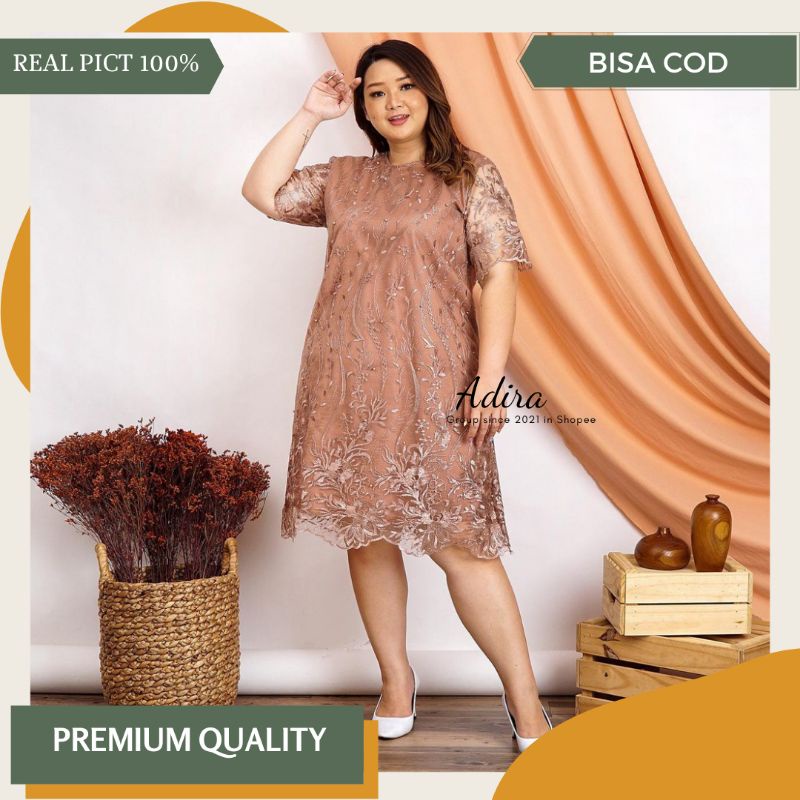 TERBARU DRESS ALLKIN TILE BIG SIZE  JUMBO BRUKAT GLITER MUTIARA PREMIUM