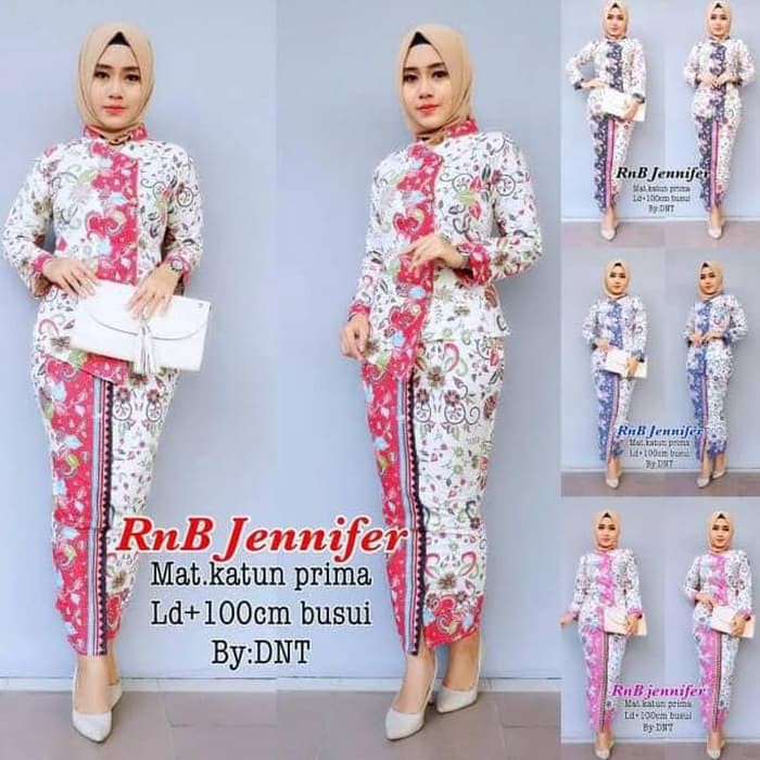 rok blus / stelan batik pramugari jenifer putih kualitas nomer satu