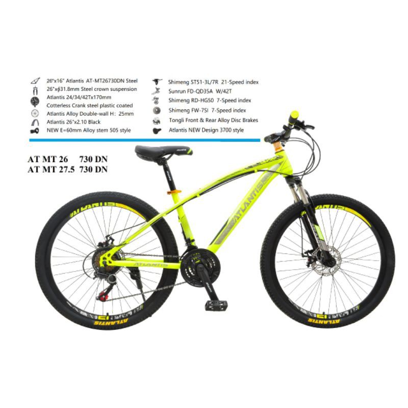 Sepeda Gunung Mtb Atlantis 27.5 AT 730 DN 3 x 7 Speed