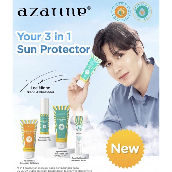 READY SIAP KIRIM AZARINE HYDRASHOOTHE SUNSCREEN GEL SPF45+++ / Azarine HydrasootheAzarine Sun Screen Tabir Surya Cream | AZARINE Hydramax-C Suncreen Serum SPF 50 | AZARINE Tone Up Mineral Suncreen Serum SPF 50 Sunscreen Mist SPF 50