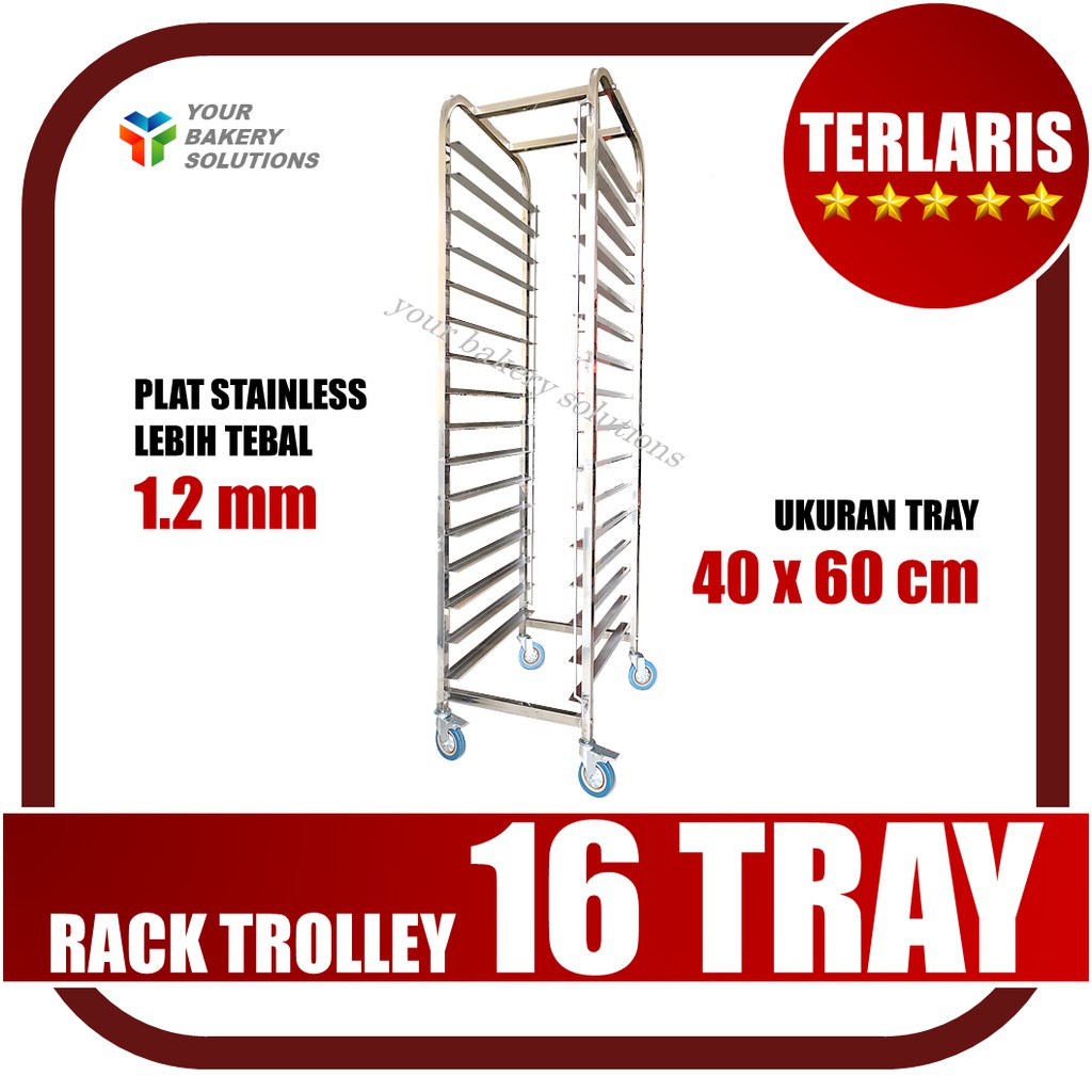 Rak Troli 16 Loyang 40x60 cm Stainless Tebal - Knockdown