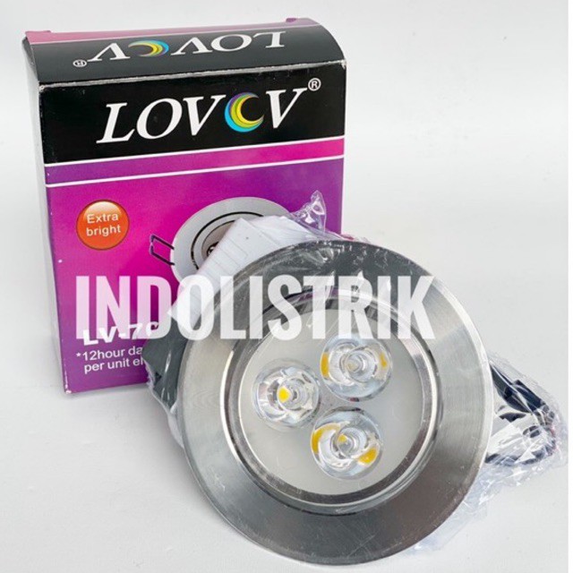 DownLight LED Tiga Mata Lampu Plafon Spotlight Down Light Spot 3W Murah